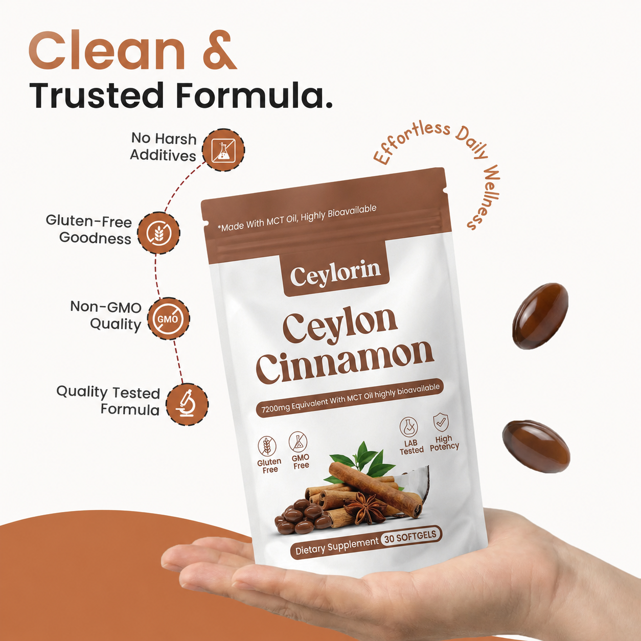 Ceylon Cinnamon 7200mg Equivalent with MCT Oil
