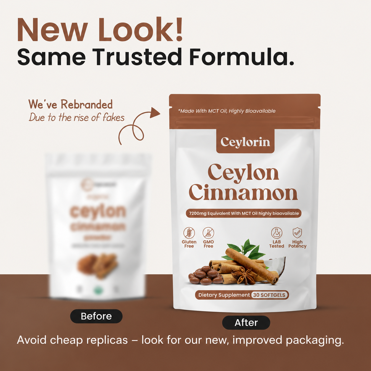 Ceylon Cinnamon 7200mg Equivalent with MCT Oil